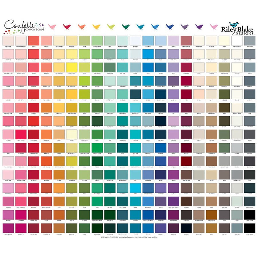 Confetti Cotton Solids 36" Swatch Panel by Riley Blake - Riley Blake from Fort Worth Fabric Studio