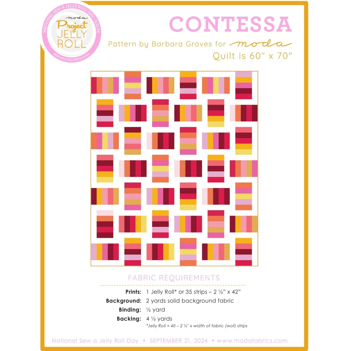 Contessa Quilt Jelly Roll Pattern by Moda Free PDF - Moda from Fort Worth Fabric Studio