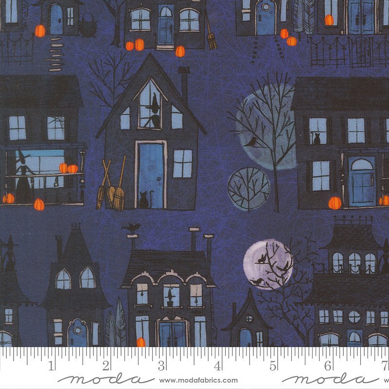 Coven Haunted Houses Midnight - Moda from Fort Worth Fabric Studio