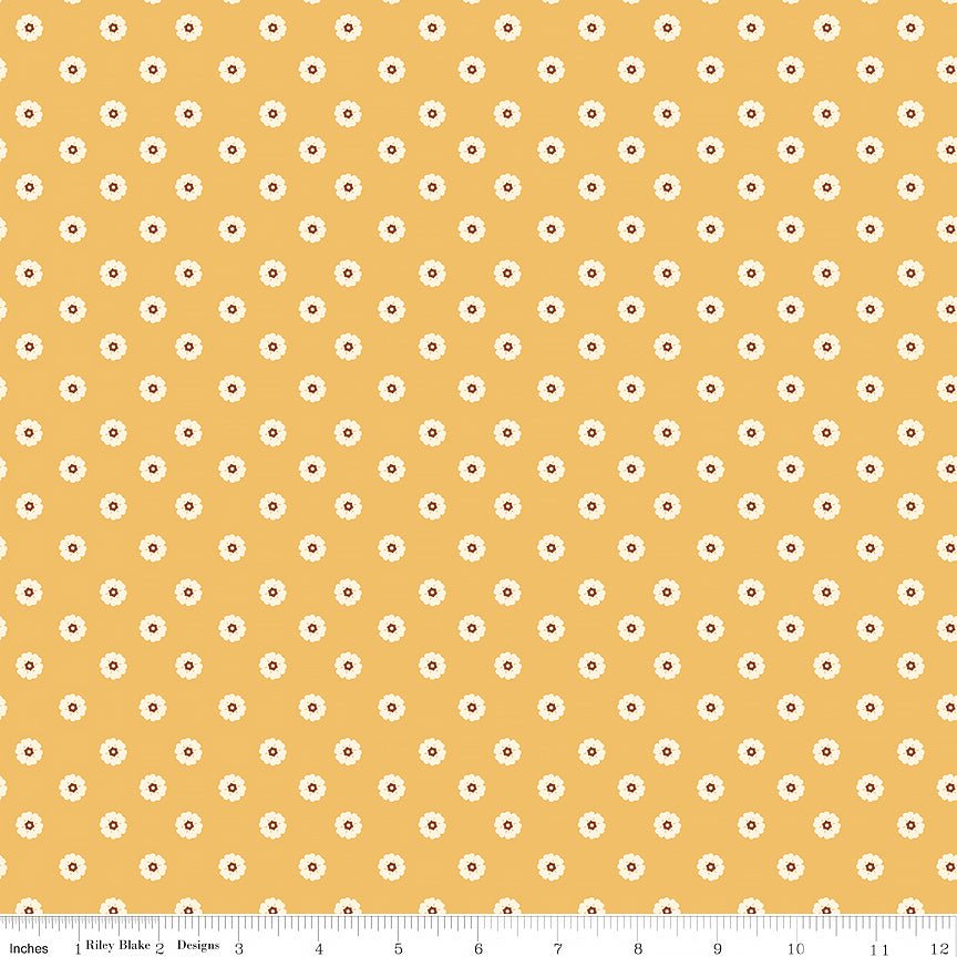 Cowgirl Flower Dots Yellow - Riley Blake from Fort Worth Fabric Studio