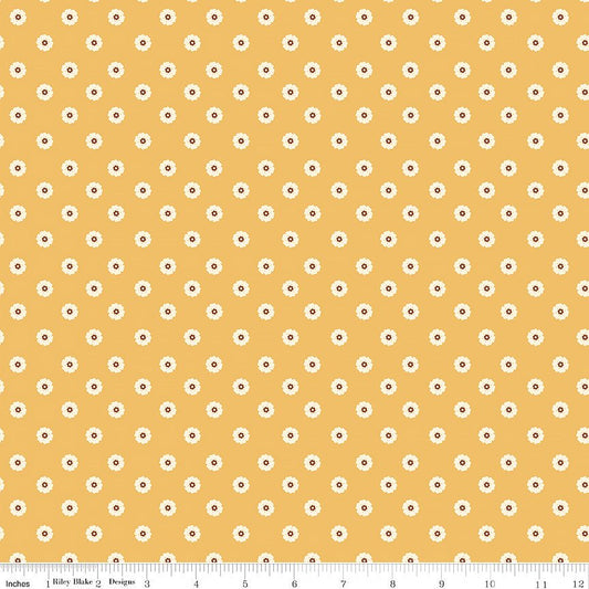 Cowgirl Flower Dots Yellow - Riley Blake from Fort Worth Fabric Studio