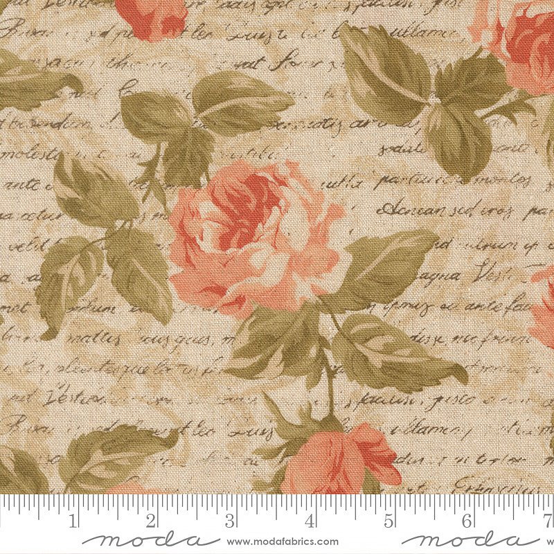 Dearly Beloved Romance Florals Mochi Linen Lace - Moda from Fort Worth Fabric Studio