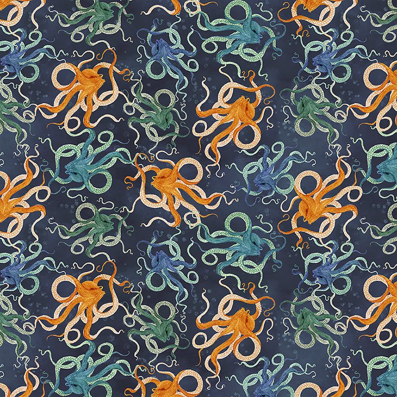 Deep Blue Octopodes Deep Blue - Windham from Fort Worth Fabric Studio
