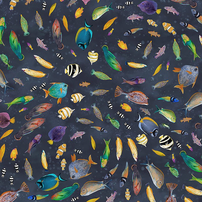 Deep Blue Shoal of Fish Deep Blue - Windham from Fort Worth Fabric Studio