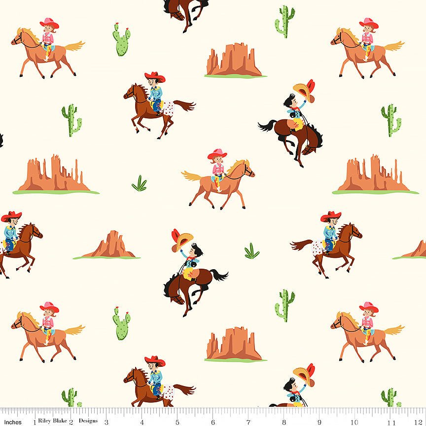 Designer Flannel Lil Buckaroos Giddy Up Cream - Riley Blake from Fort Worth Fabric Studio