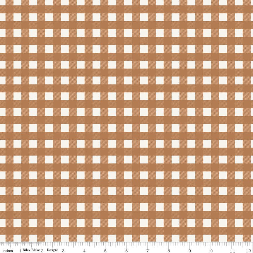 Designer Flannel On the Farm Plaid Brown – Remnant 38″ × 44″ - Riley Blake from Fort Worth Fabric Studio