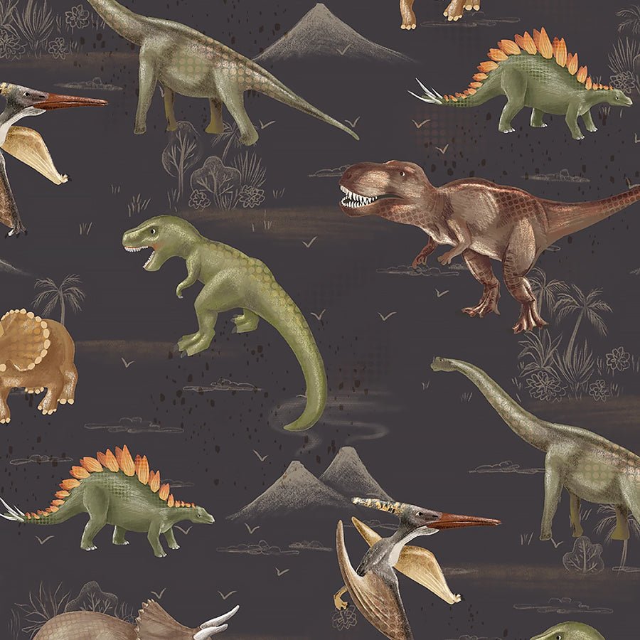 Dinosaur Trails Prehistoric Pack Brown - 3 Wishes Fabric from Fort Worth Fabric Studio