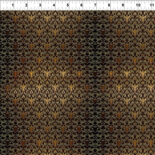 Dragons - Steampunk Dynasty Brocade Gold - In The Beginning from Fort Worth Fabric Studio