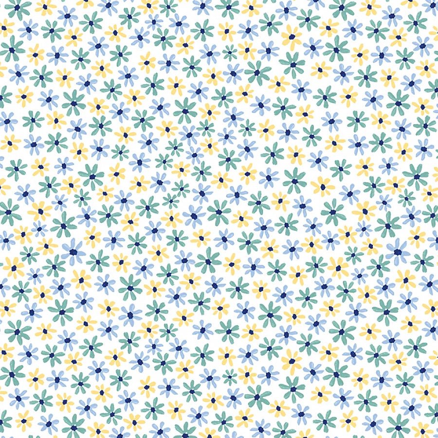 Ducks in the Rain Ditsy Flowers White - Blank Quilting from Fort Worth Fabric Studio