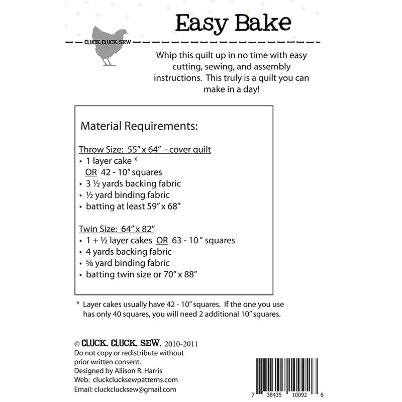 Easy Bake Quilt Pattern by Cluck Cluck Sew - Cluck Cluck Sew from Fort Worth Fabric Studio