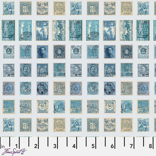 Eclectic Elements Palette - Blue Stamps Blue - Free Spirit from Fort Worth Fabric Studio