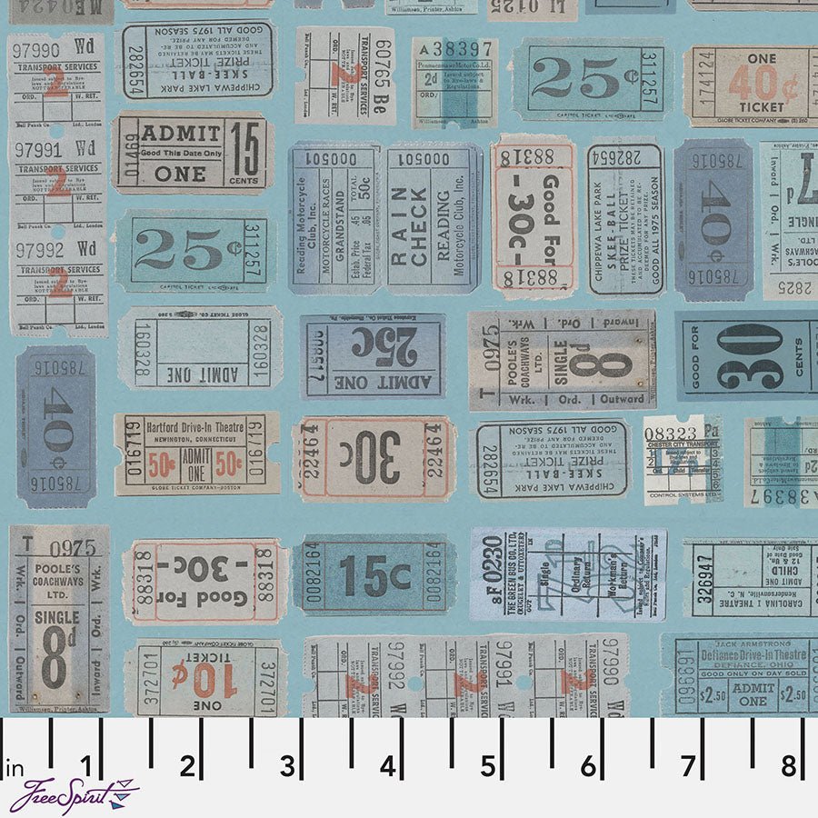Eclectic Elements Palette - Blue Tickets Blue - Free Spirit from Fort Worth Fabric Studio