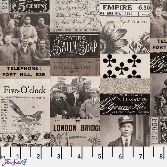 Eclectic Elements Palette - Charcoal Collage Charcoal - Free Spirit from Fort Worth Fabric Studio