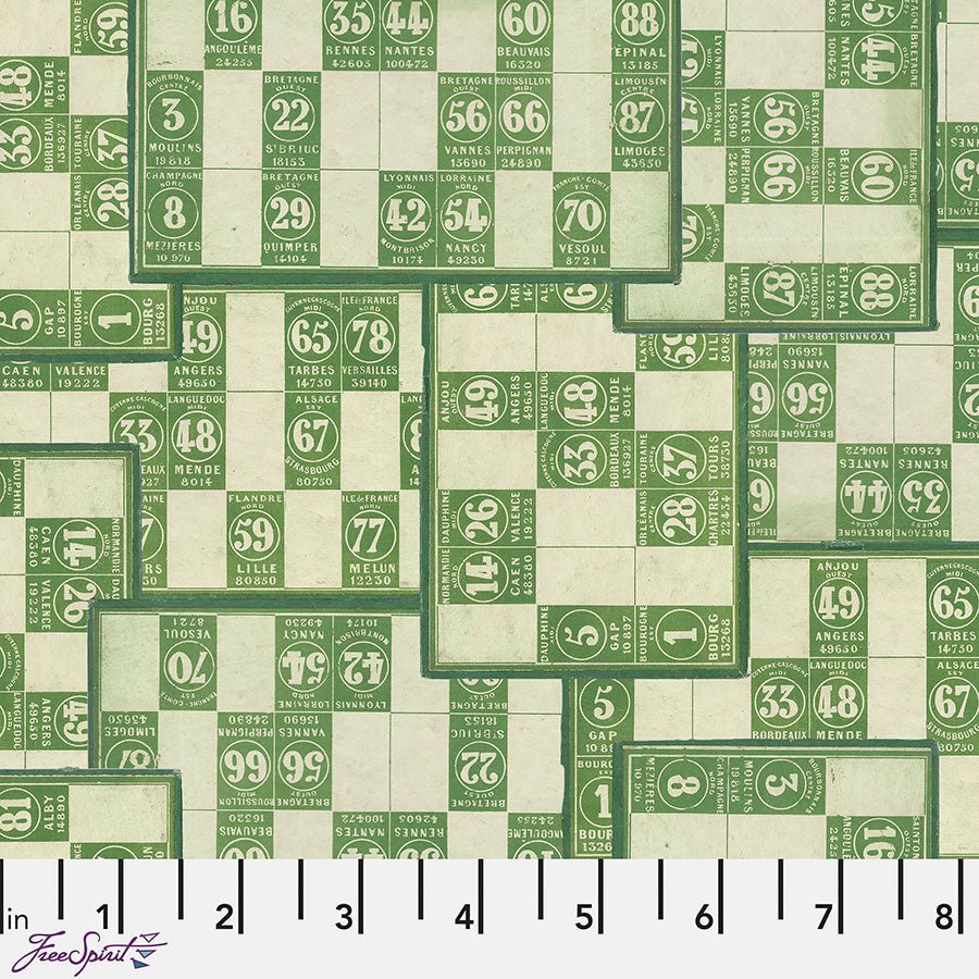 Eclectic Elements Palette - Green Numbers Green - Free Spirit from Fort Worth Fabric Studio