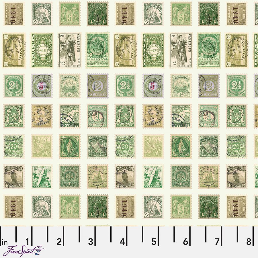 Eclectic Elements Palette - Green Stamps Green - Free Spirit from Fort Worth Fabric Studio