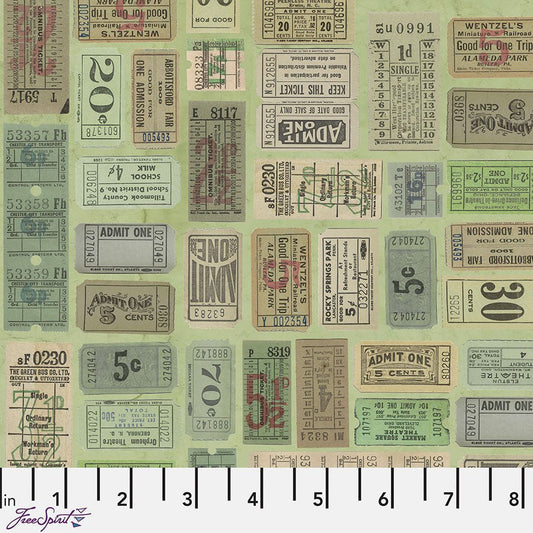 Eclectic Elements Palette - Green Tickets Green - Free Spirit from Fort Worth Fabric Studio