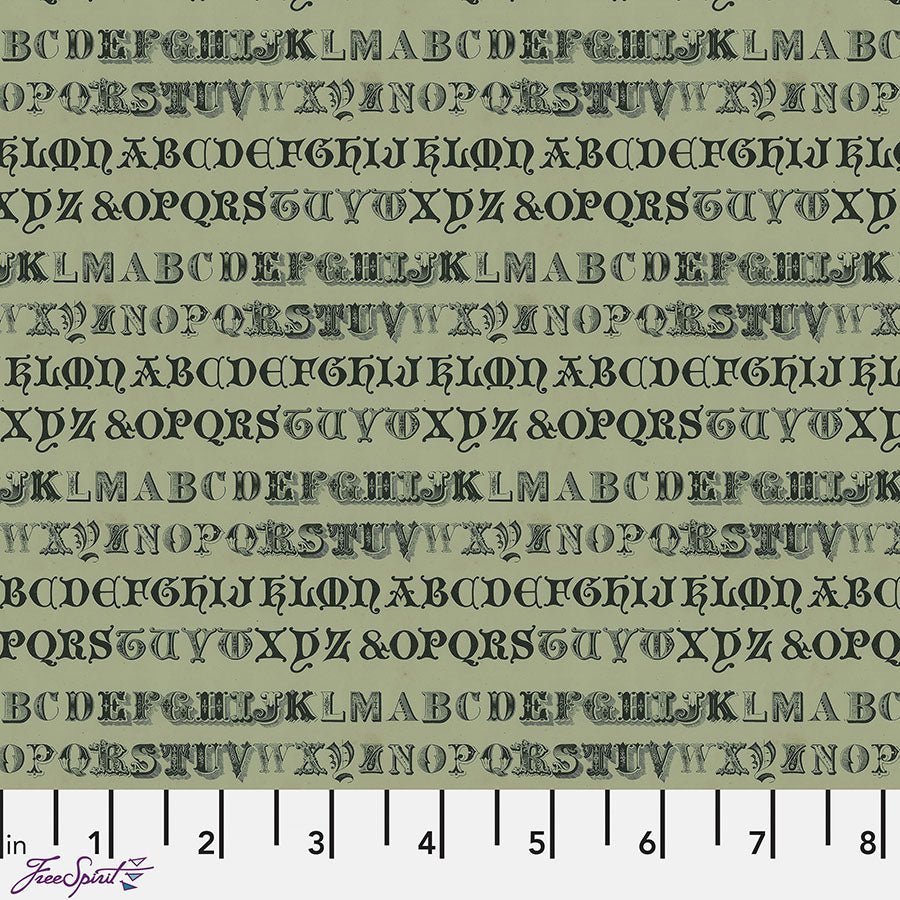 Eclectic Elements Palette - Green Typography Green - Free Spirit from Fort Worth Fabric Studio