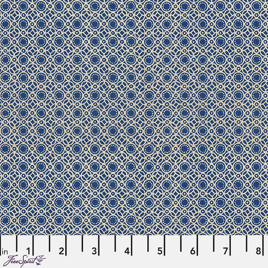 Eclectic Elements Palette - Indigo Tiny Print Indigo - Free Spirit from Fort Worth Fabric Studio