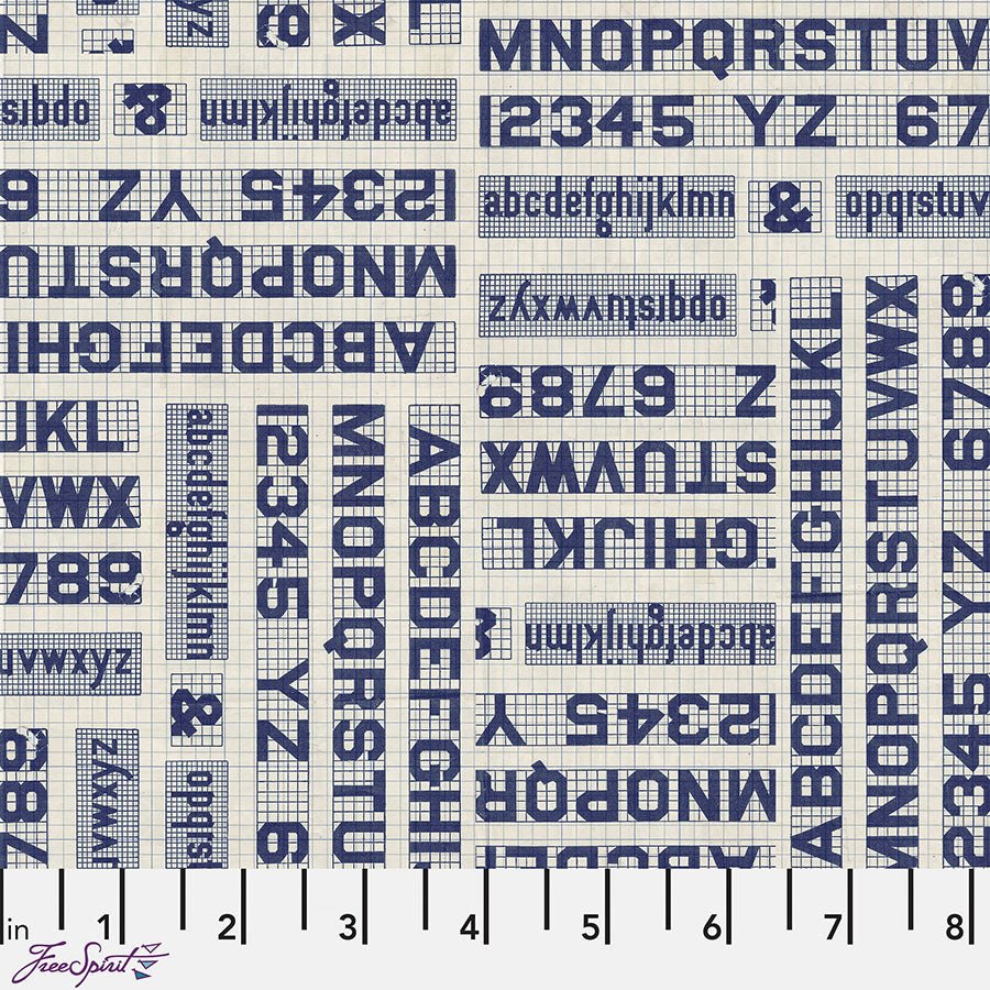 Eclectic Elements Palette - Indigo Typography Indigo - Free Spirit from Fort Worth Fabric Studio