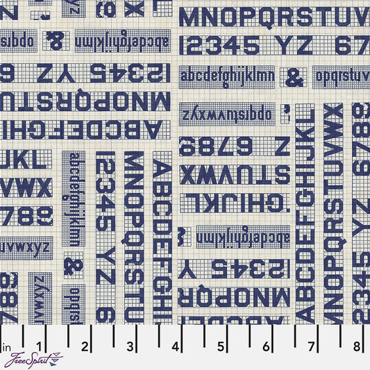 Eclectic Elements Palette - Indigo Typography Indigo - Free Spirit from Fort Worth Fabric Studio