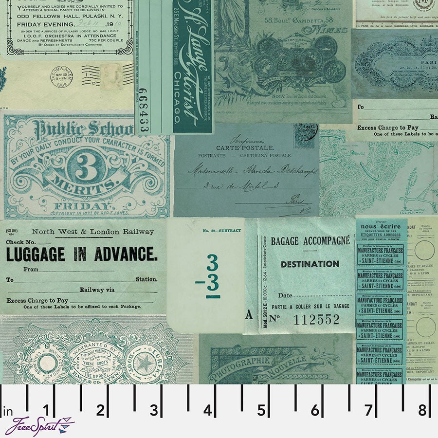 Eclectic Elements Palette - Teal Ephemera Teal - Free Spirit from Fort Worth Fabric Studio