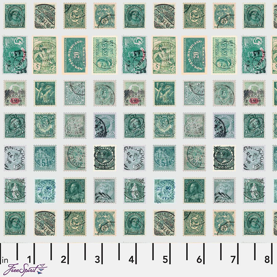Eclectic Elements Palette - Teal Stamps Teal - Free Spirit from Fort Worth Fabric Studio