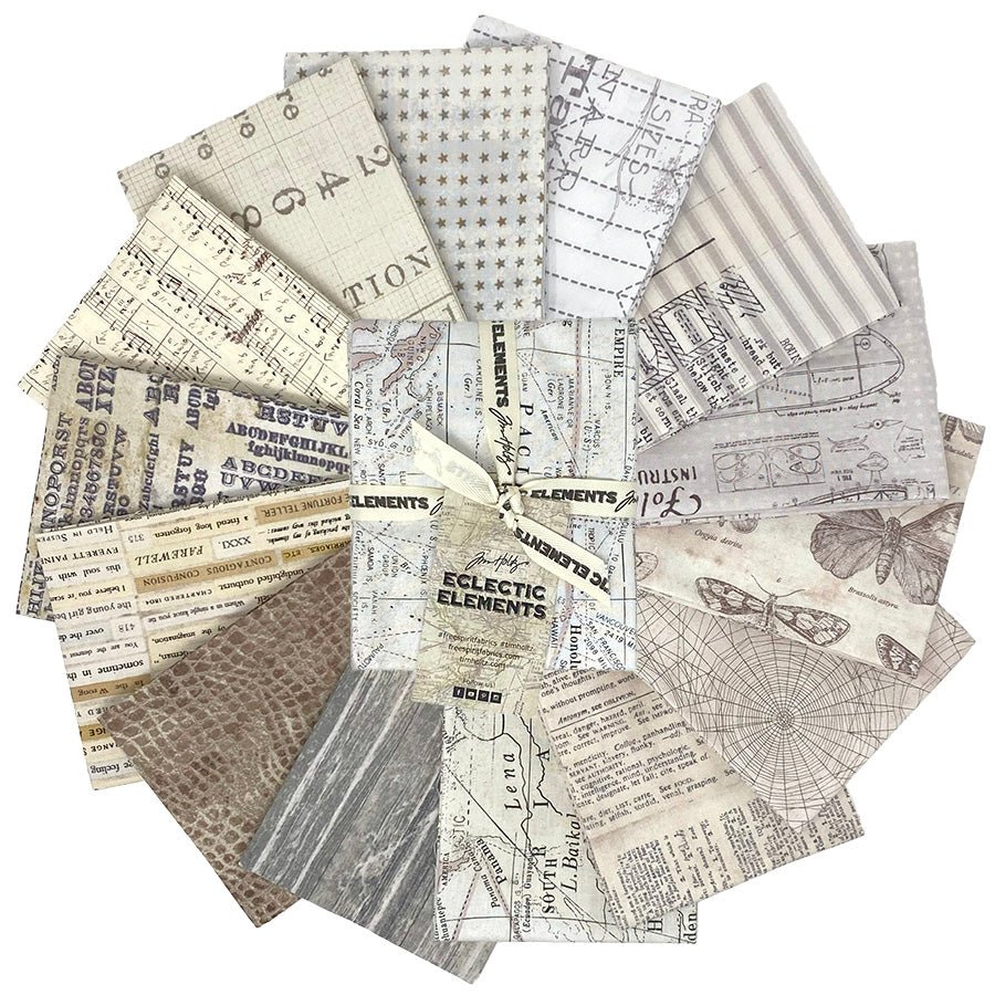 Eclectic Elements Tim Holtz Foundations Low Volume Fat Quarter Bundle - Free Spirit from Fort Worth Fabric Studio