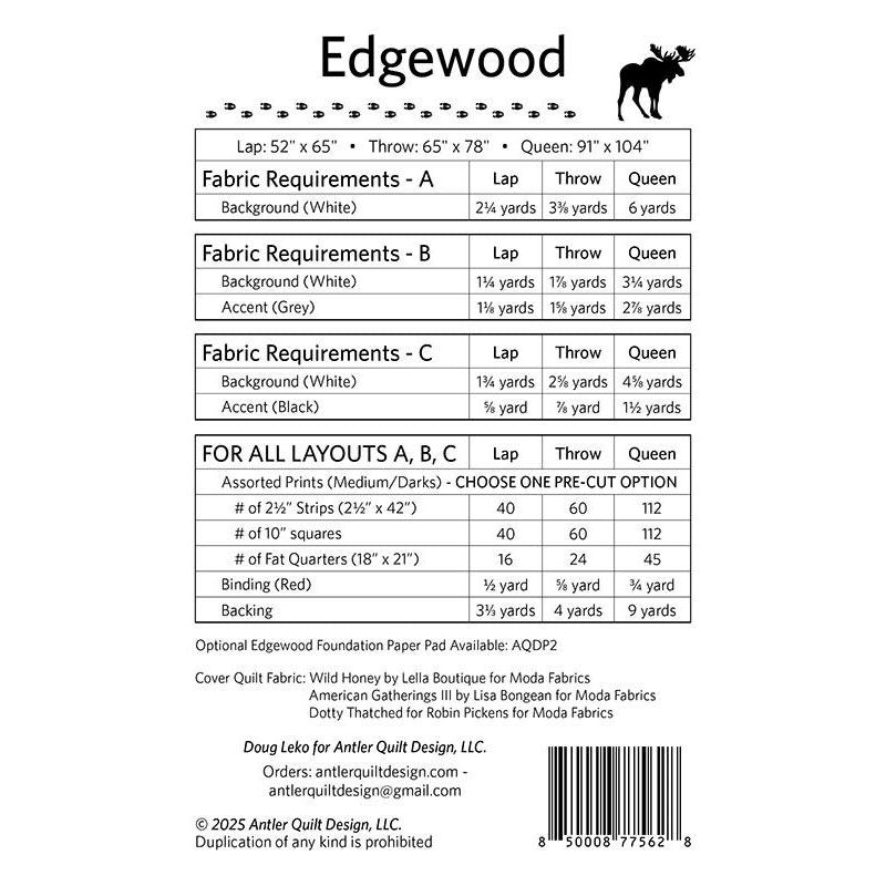Edgewood Quilt Pattern by Antler Quilt Design - Antler Quilt Design from Fort Worth Fabric Studio