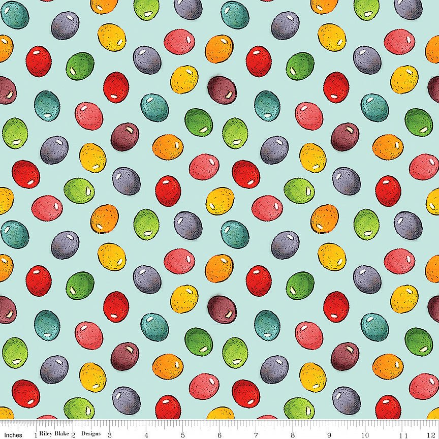Egg Hunt Jelly Beans Aqua - Riley Blake from Fort Worth Fabric Studio