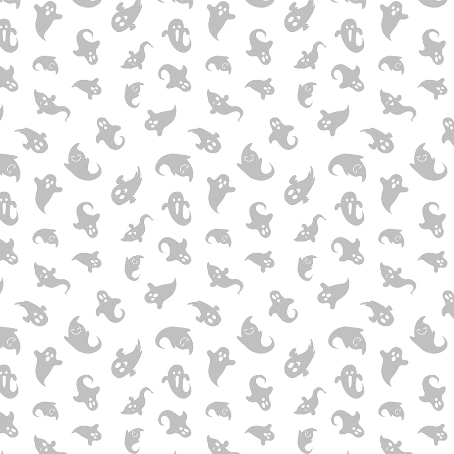 Essentials Spooky Spectacle Ghost Toss White on White - Wilmington Prints from Fort Worth Fabric Studio