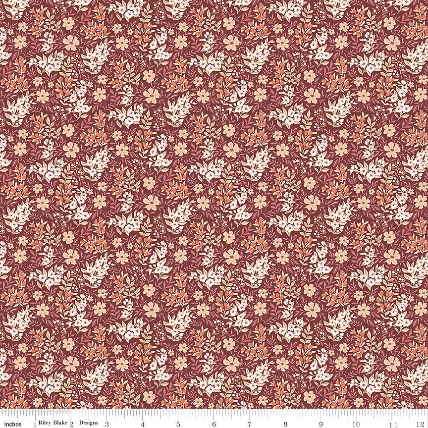 Evening on the Prairie Ditsy Floral Marsala - Riley Blake from Fort Worth Fabric Studio