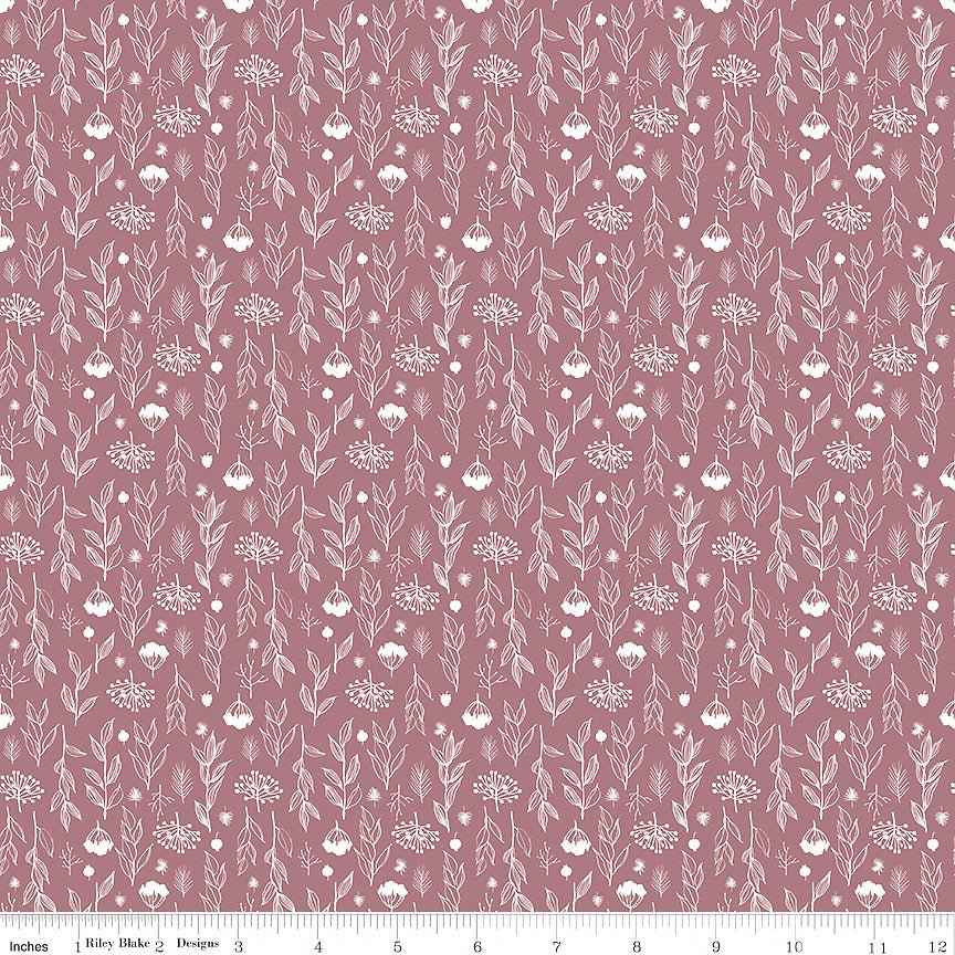 Evening on the Prairie Silhouette Floral Heather - Riley Blake from Fort Worth Fabric Studio