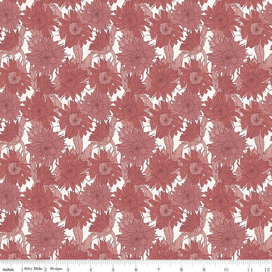 Evening on the Prairie Sunflower Dusty Rose - Riley Blake from Fort Worth Fabric Studio