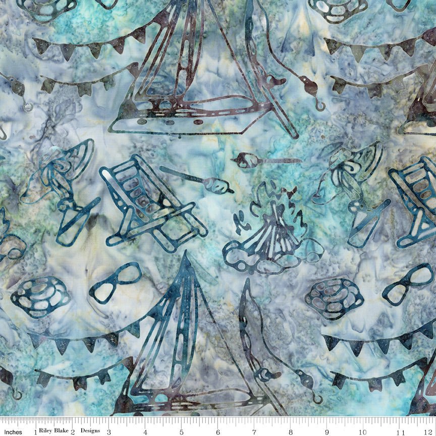 Expressions Batiks Places You'll Go Camping Caribbean Shale - Riley Blake from Fort Worth Fabric Studio