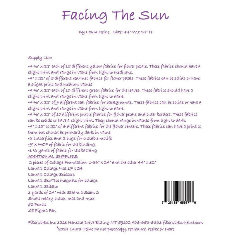 Facing the Sun Quilt Pattern from Fiberworks Inc - Fiberworks Inc from Fort Worth Fabric Studio