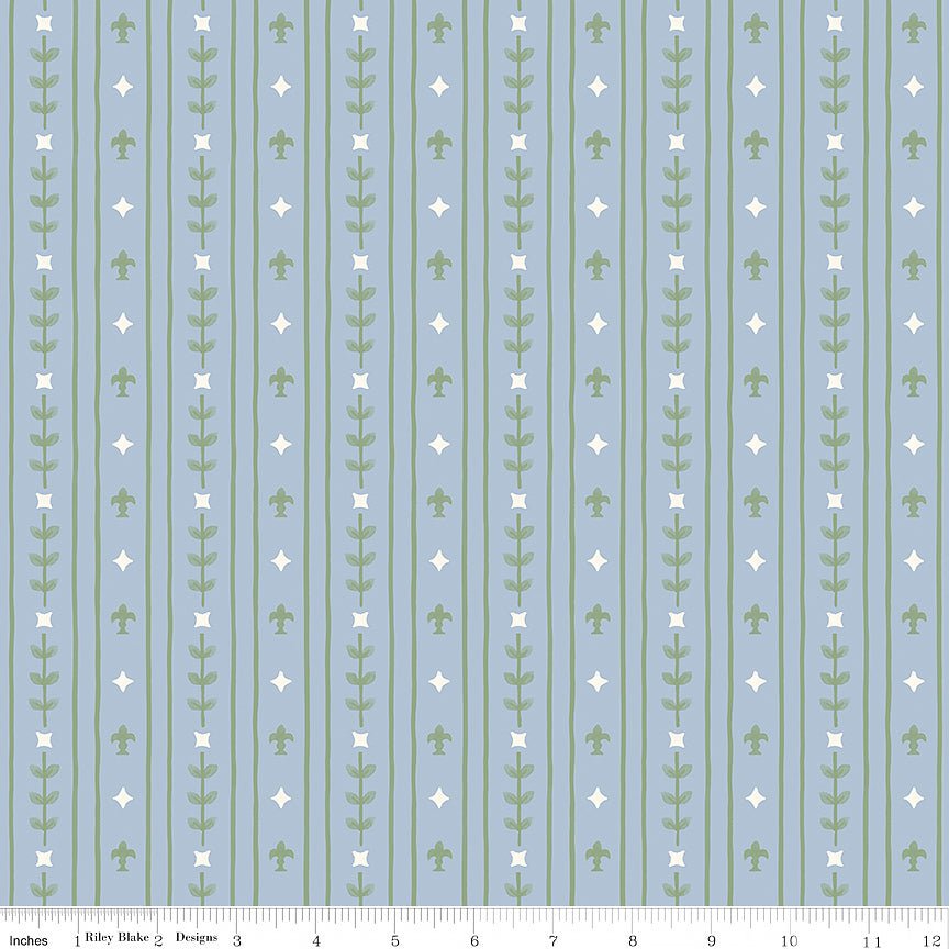 Faraway Kingdom Royal Stripe Sky - Riley Blake from Fort Worth Fabric Studio