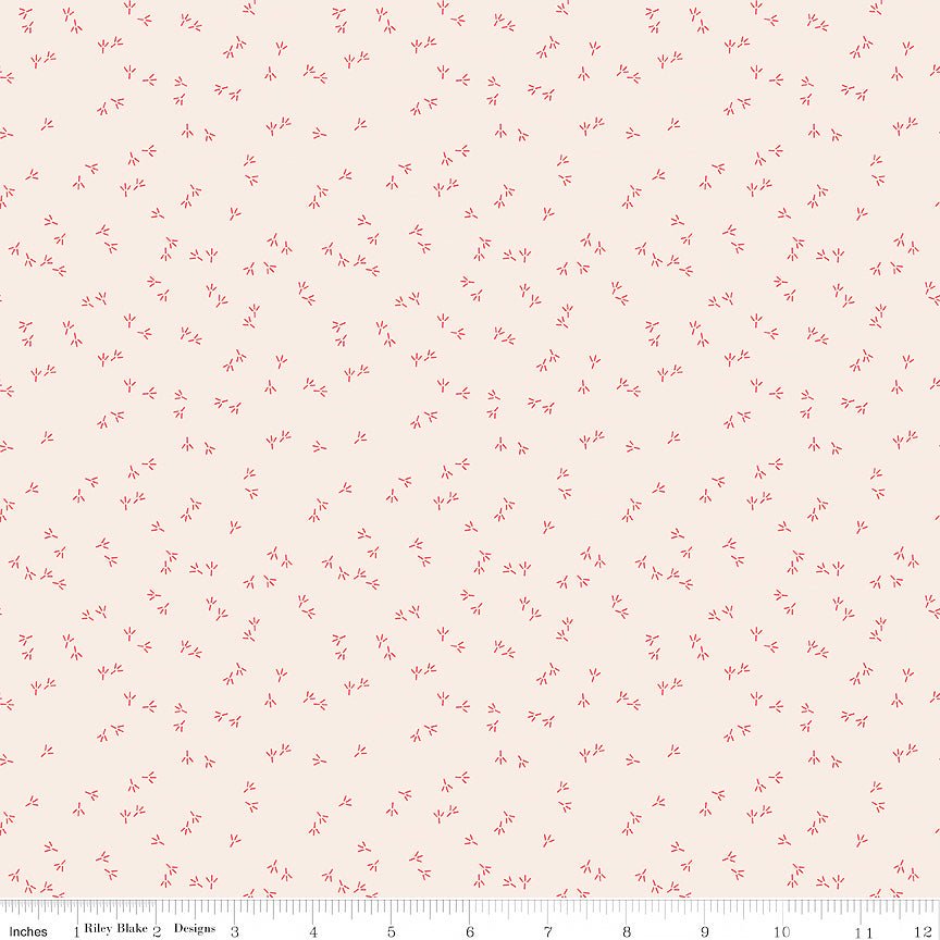 Farmer's Daughter Chicken Tracks Background Tea Rose - Riley Blake from Fort Worth Fabric Studio