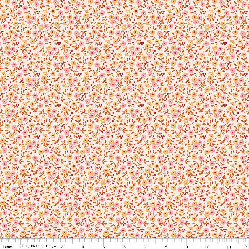 Farmer's Daughter Floral Coral – Remnant 31″ × 44″ - Riley Blake from Fort Worth Fabric Studio