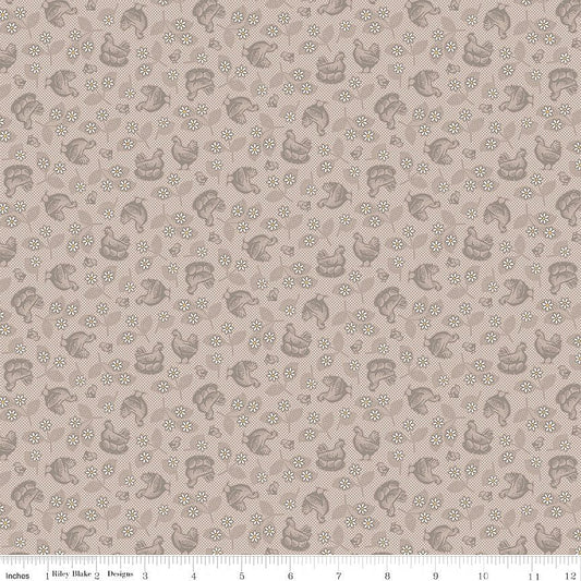 Farmer's Daughter Hens & Chicks Pewter - Riley Blake from Fort Worth Fabric Studio