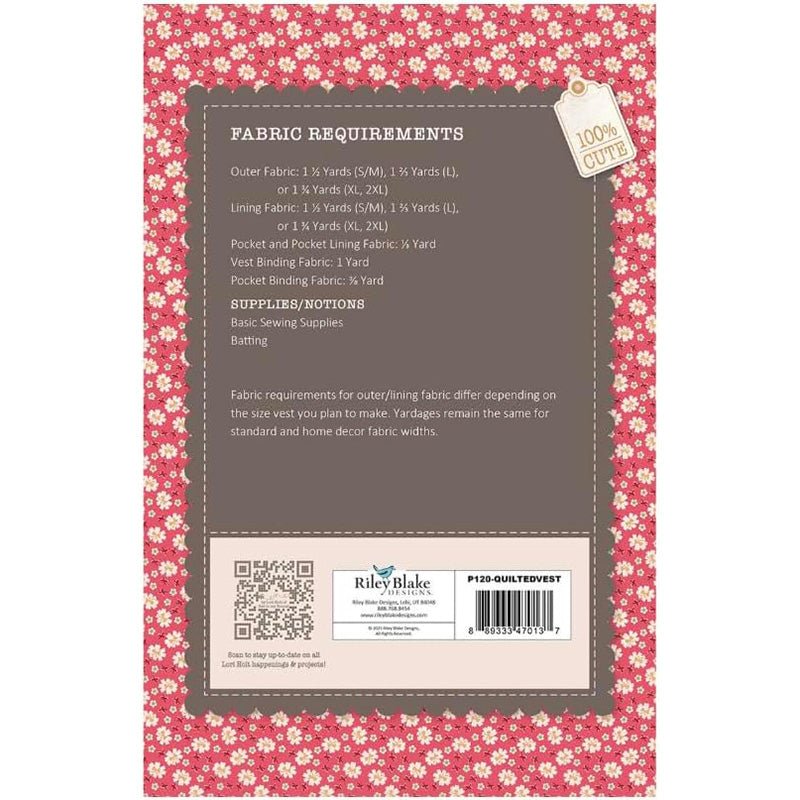 Farmer's Daughter Quilted Vest Pattern by It's Sew Emma - It's Sew Emma from Fort Worth Fabric Studio
