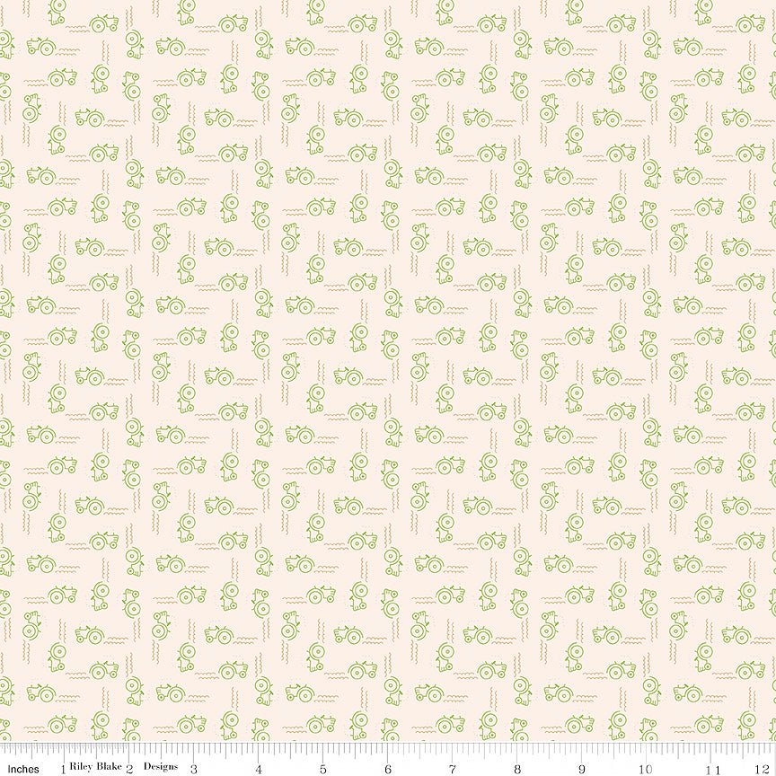Farmer's Daughter Tractors Background Thyme - Riley Blake from Fort Worth Fabric Studio