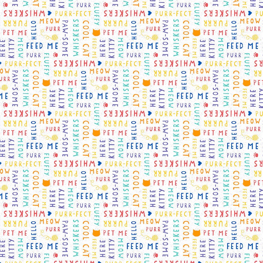 Fe - Line Frisky Words All Over White - Wilmington Prints from Fort Worth Fabric Studio