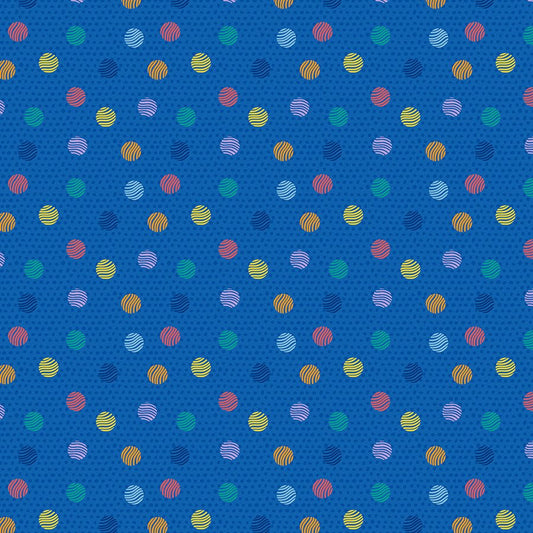 Fe - Line Frisky Yarn Balls Blue - Wilmington Prints from Fort Worth Fabric Studio