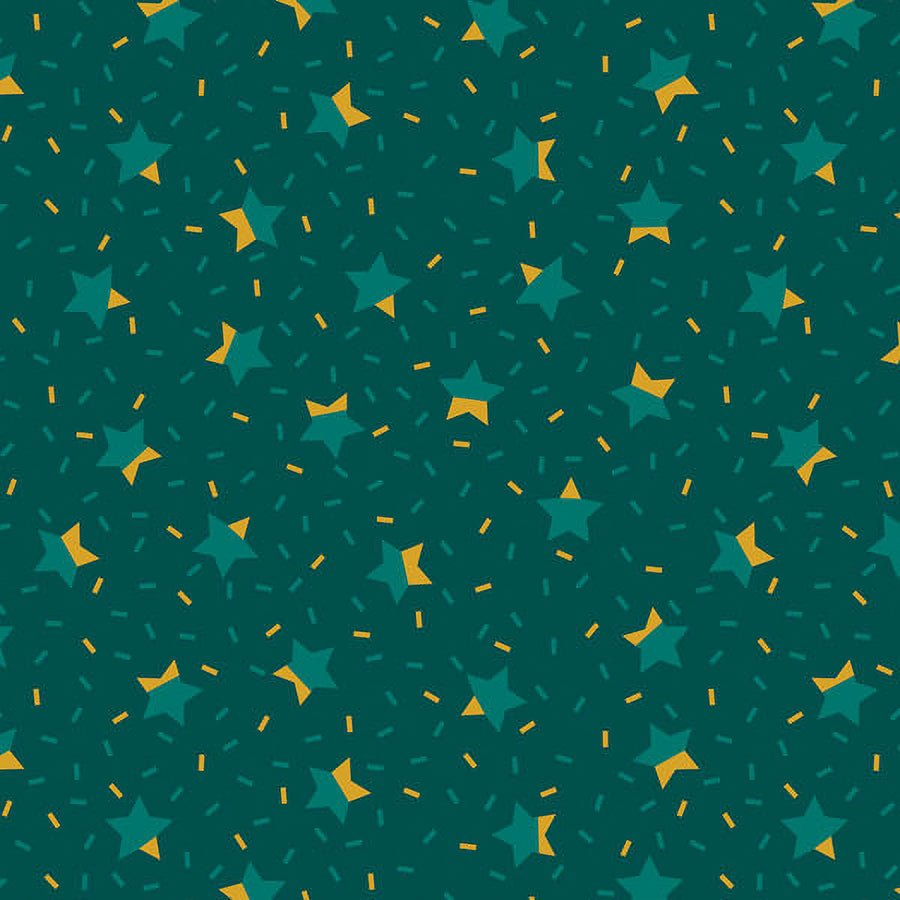 FIGO Party Time Stars Green Metallic 1 Yard Cut - Figo Fabrics from Fort Worth Fabric Studio