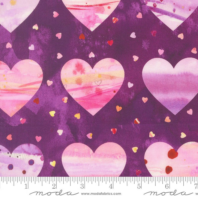 Fleur The Love Large Hearts Plum - Moda from Fort Worth Fabric Studio