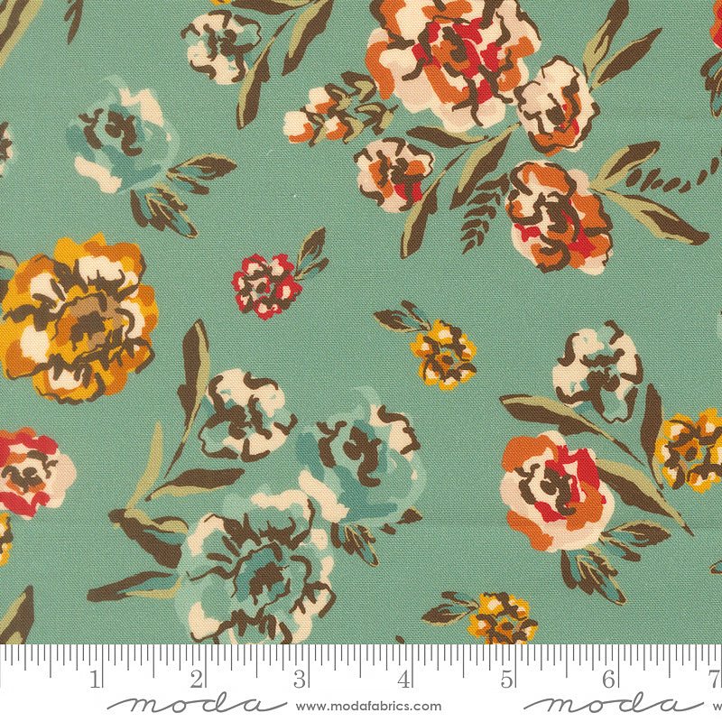 Flora & Thread Bouquet Florals Teal - Moda from Fort Worth Fabric Studio