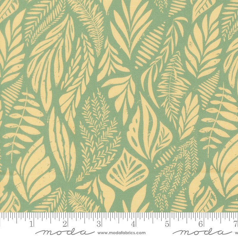 Flora & Thread Damask Leaves Teal - Moda from Fort Worth Fabric Studio