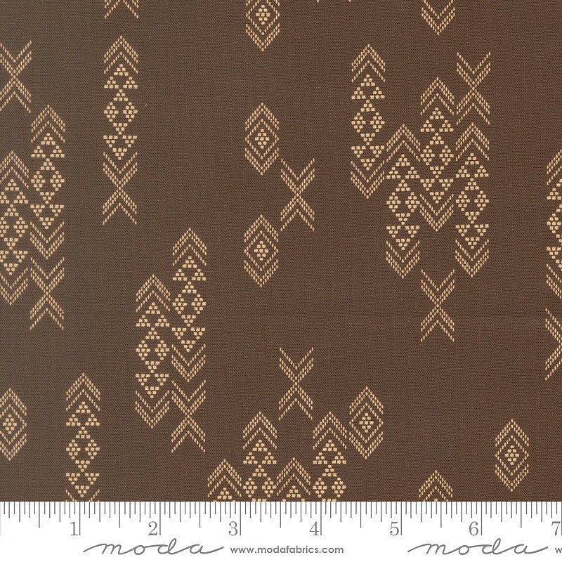 Flora & Thread Embellished Stripes Coffee - Moda from Fort Worth Fabric Studio