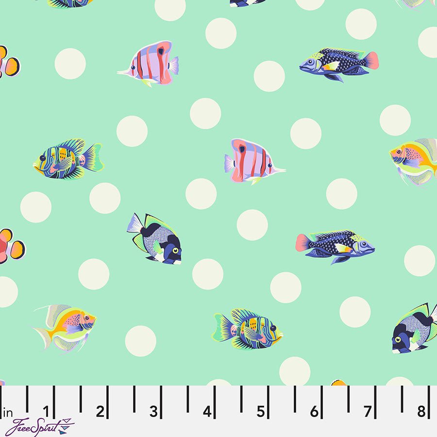 Floral Reef School Crossing Seafoam - Free Spirit from Fort Worth Fabric Studio