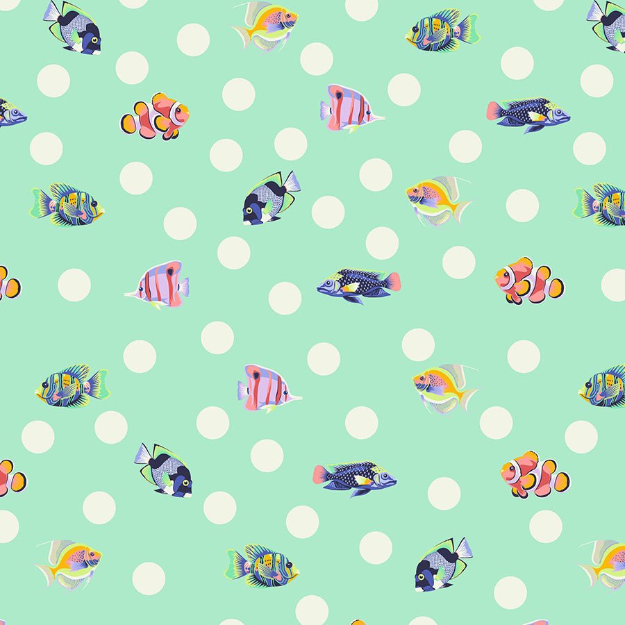 Floral Reef School Crossing Seafoam - Free Spirit from Fort Worth Fabric Studio
